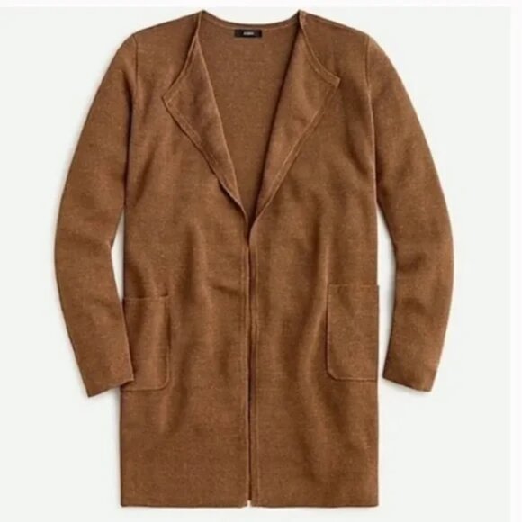 J. Crew Juliette Collarless Sweater Blazer Jacket Cardigan M Linen Blend NWT - Picture 1 of 11